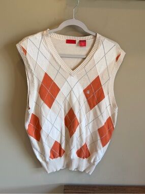 IZOD Golf Argyle Sweater Vest  Men's M Cotton Preppy Classic